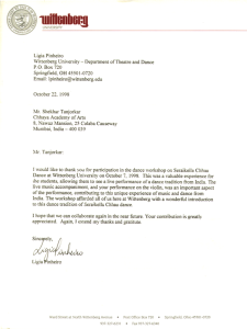 Award by “WITTENBEG UNIVERSITY, USA DEPARTMENT OF THEATRE AND DANCE